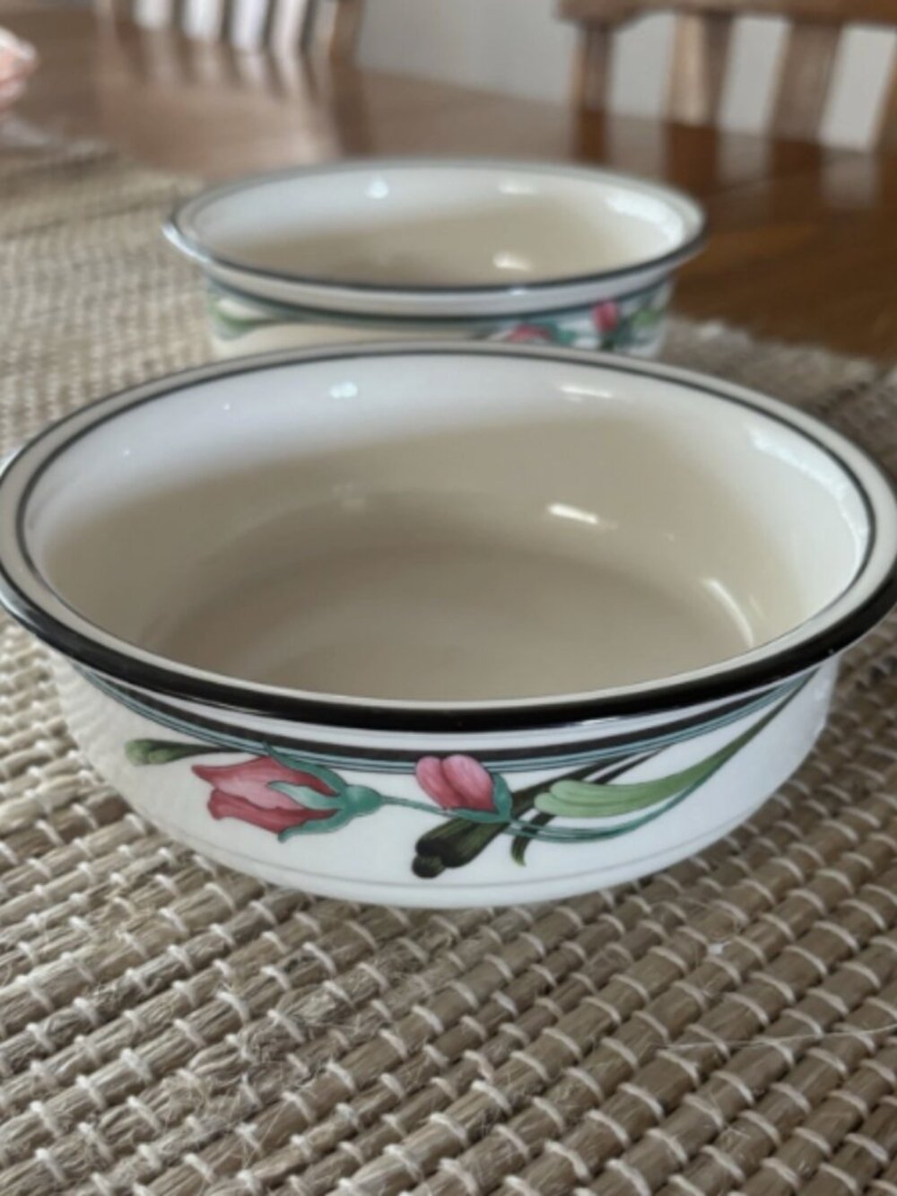 Lenox Chinastone Midnight Blossoms Cereal Soup Bowls 6 1/4" Set of 2 USA